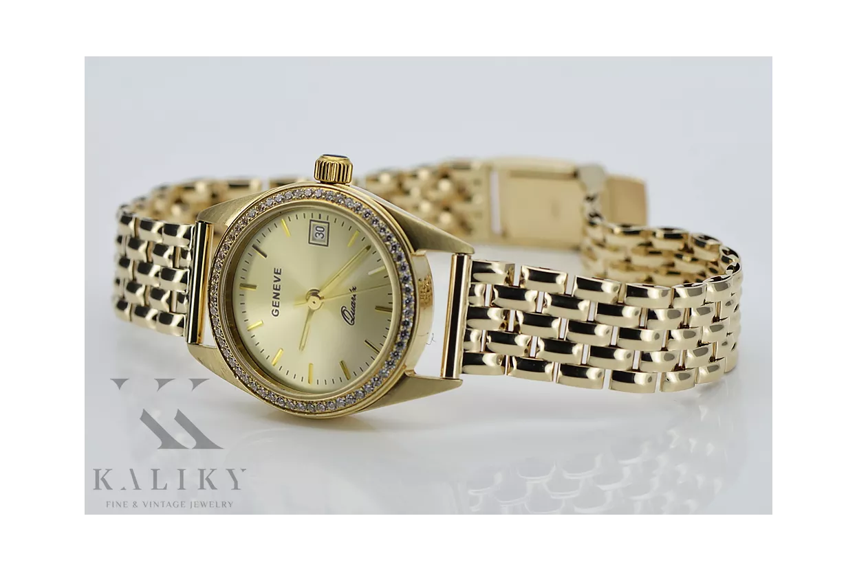 Gold men's watch Geneve ★ zlotychlopak.pl ★ Gold purity 585 333 Low Price!