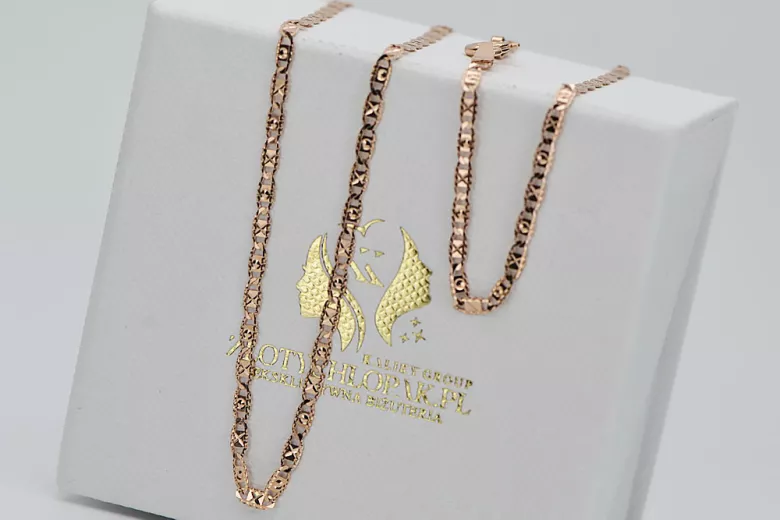 Elegant Rose Gold Chain with Vibrant Pink Accents cc066r