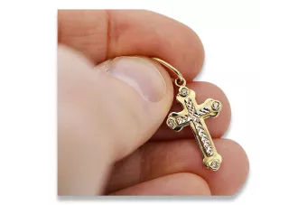 "14K Yellow White Gold Orthodox Zircon Cross Necklace" oc011yw oc011yw