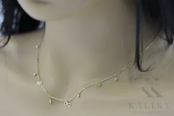 Włoski żółty 14k złoty łańcuszek serca Celebryta ccc002y