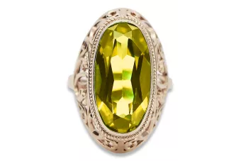 Inel Peridot Olivină, realizat din aur roz 14k 585, stil vintage original. vrc184 vrc184