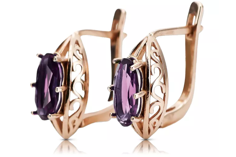 "Amethyst Ohrstecker in Original 14k Roségold vec141" Vintage vec141