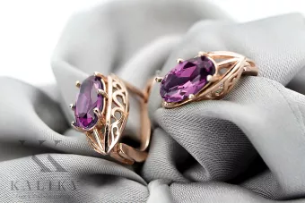 Exquisite Amethyst 14K Rose Gold Vintage Earrings vec141 vec141