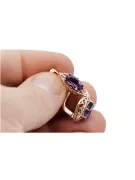 "Amethyst Ohrstecker in Original 14k Roségold vec141" Vintage vec141