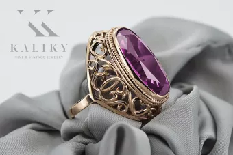 Sterling Silver Rose Gold Plated Amethyst Ring in vrc184rp vrc184rp