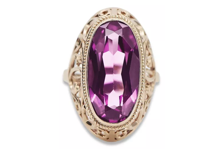 Anillo ruso soviético rosa 14k 585 oro Alejandrita Rubí Esmeralda Zafiro Zircon vrc084