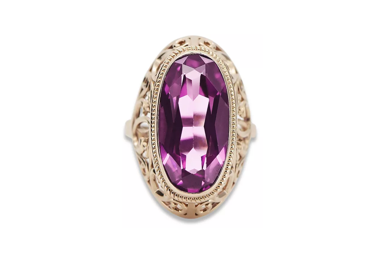 Anillo ruso soviético rosa 14k 585 oro Alejandrita Rubí Esmeralda Zafiro Zircon vrc084