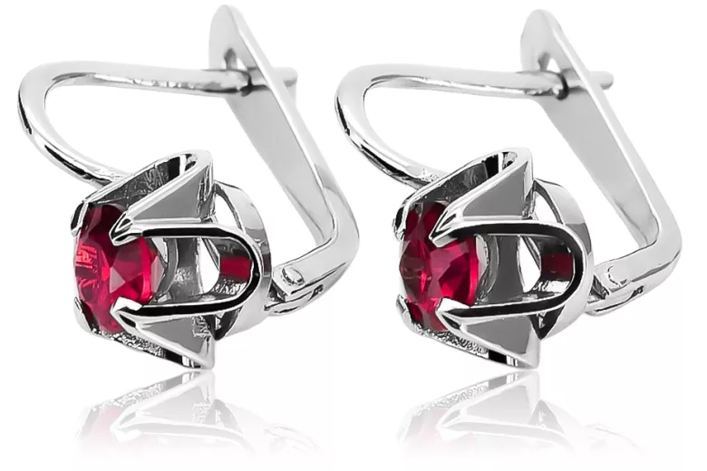 Boucles d'oreilles en argent sterling 925, Rubis vintage vec018s