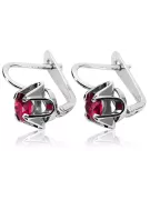 Vintage Sterling Silver Ruby Earrings - Russian Soviet Style vec018s