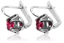 Vintage Sterling Silver Ruby Earrings - Russian Soviet Style vec018s