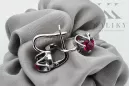 Boucles d'oreilles en argent sterling 925, Rubis vintage vec018s