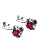 Boucles d'oreilles en argent sterling 925, Rubis vintage vec018s