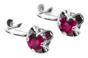 Boucles d'oreilles en argent sterling 925, Rubis vintage vec018s