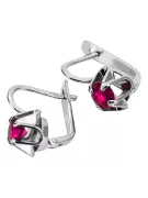 Vintage Sterling Silver Ruby Earrings - Russian Soviet Style vec018s