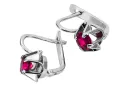 Vintage Sterling Silver Ruby Earrings - Russian Soviet Style vec018s