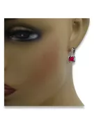 Boucles d'oreilles en argent sterling 925, Rubis vintage vec018s