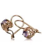 "Boucles d'oreilles vintage en or rose 14 carats 585 avec Améthyste" vec145 vec145