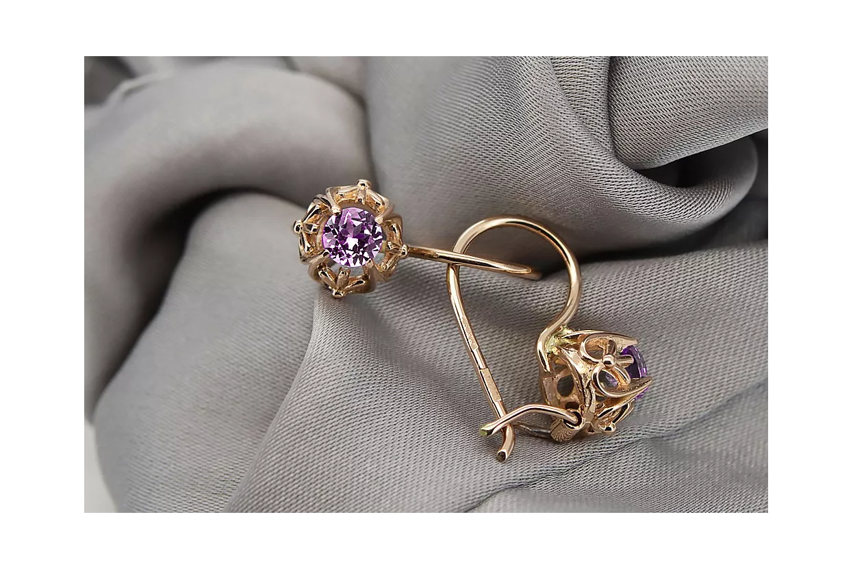 Elegante Amethyst Ohrringe im Vintage Stil aus 14k Roségold vec145 vec145