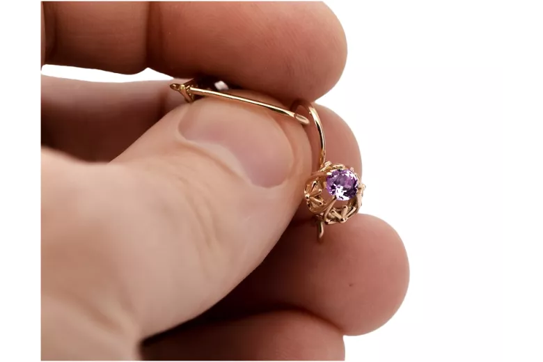 Elegante Amethyst Ohrringe im Vintage Stil aus 14k Roségold vec145 vec145