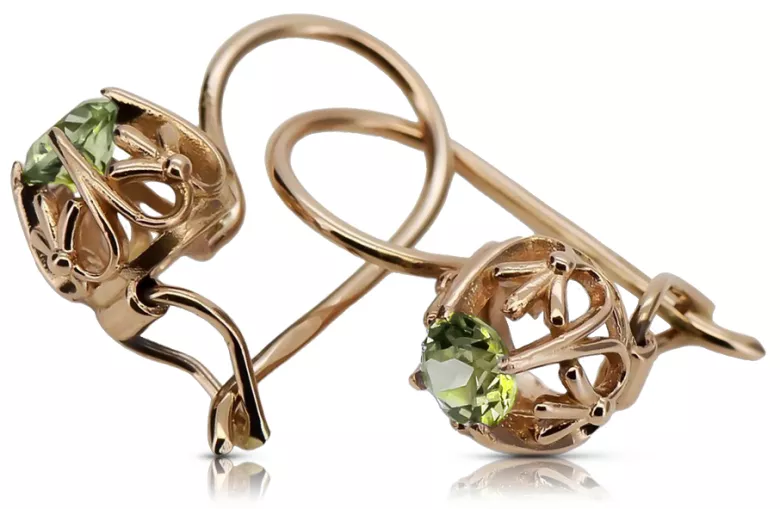 Cercei vintage autentici din aur roz de 14k cu Peridot galben vec145 vec145