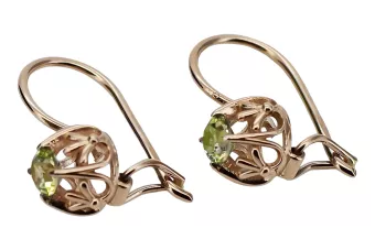 Cercei vintage autentici din aur roz de 14k cu Peridot galben vec145 vec145