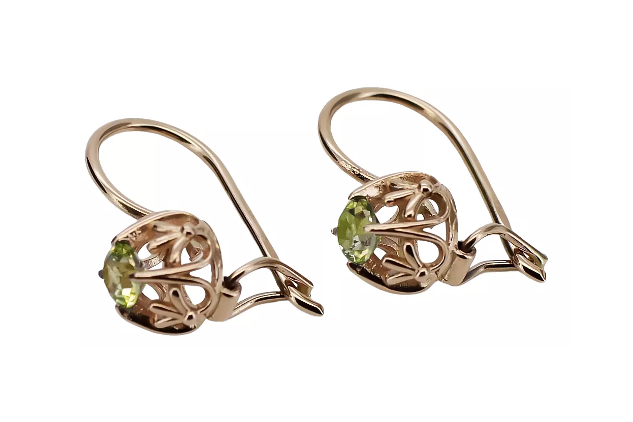 "Aretes Antiguos de Oro Rosa 14k con Peridoto Amarillo" vec145 vec145