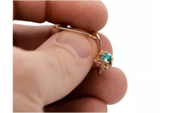Cercei vintage autentici din aur roz de 14k cu Smarald vec145 vec145