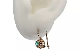 Cercei vintage autentici din aur roz de 14k cu Smarald vec145 vec145