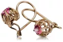 "Boucles d'oreilles anciennes en or rose 14 carats 585 ornées de rubis" vec145 vec145