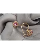 "Boucles d'oreilles anciennes en or rose 14 carats 585 ornées de rubis" vec145 vec145