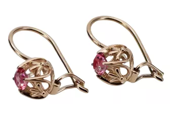 "Boucles d'oreilles anciennes en or rose 14 carats 585 ornées de rubis" vec145 vec145