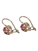 "Boucles d'oreilles anciennes en or rose 14 carats 585 ornées de rubis" vec145 vec145