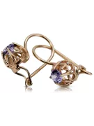 Boucles d'oreilles anciennes en or rose 14 carats 585 avec alexandrite. vec145 vec145