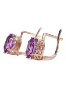 Original Vintage 14K Rose Gold Amethyst Earrings, Russian Soviet Inspired Design vec003 vec003