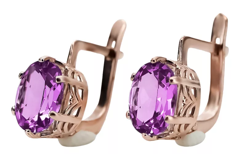 Elegante Original Vintage Amethyst Ohrringe aus 14 Karat Roségold vec003 vec003