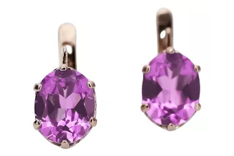 Original Vintage 14K Rose Gold Amethyst Earrings, Russian Soviet Inspired Design vec003 vec003