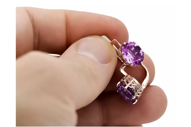 Elegante Original Vintage Amethyst Ohrringe aus 14 Karat Roségold vec003 vec003