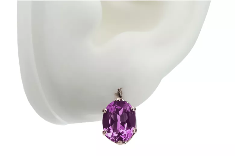 Elegante Original Vintage Amethyst Ohrringe aus 14 Karat Roségold vec003 vec003