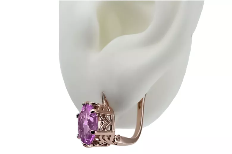 Elegante Original Vintage Amethyst Ohrringe aus 14 Karat Roségold vec003 vec003