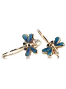 Boucles d'oreilles en or 14k vintage avec pierres précieuses roses et bleues ven152