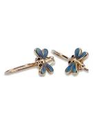 Boucles d'oreilles en or 14k vintage avec pierres précieuses roses et bleues ven152