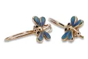 Boucles d'oreilles en or 14k vintage avec pierres précieuses roses et bleues ven152