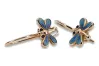 Boucles d'oreilles en or 14k vintage avec pierres précieuses roses et bleues ven152