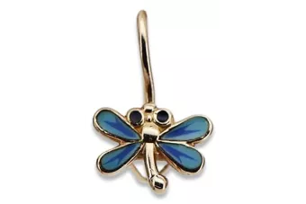 Boucles d'oreilles en or 14k vintage avec pierres précieuses roses et bleues ven152