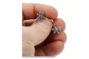 Boucles d'oreilles en or 14k vintage avec pierres précieuses roses et bleues ven152