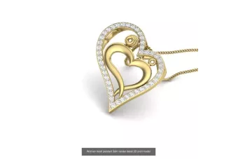 Colgante Corazón Hermoso en Oro Blanco de 14K con Gemas cgcpc013