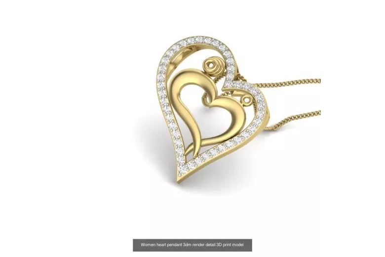 Colgante Corazón Hermoso en Oro Blanco de 14K con Gemas cgcpc013