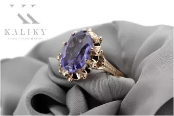 Bague en or rose 14 carats avec Alexandrite vintage. vrc079