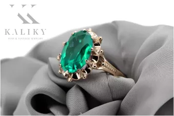 Vintage Emerald 14K Rose Gold Ring vrc079