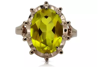 Anillo de Oro Rosa Antiguo 14k con Peridoto Amarillo vrc079